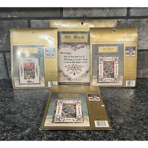 Vtg Another Look Old World Collection 4 Stitchery Kit Set 1-2708, 1-2804, 2-2801